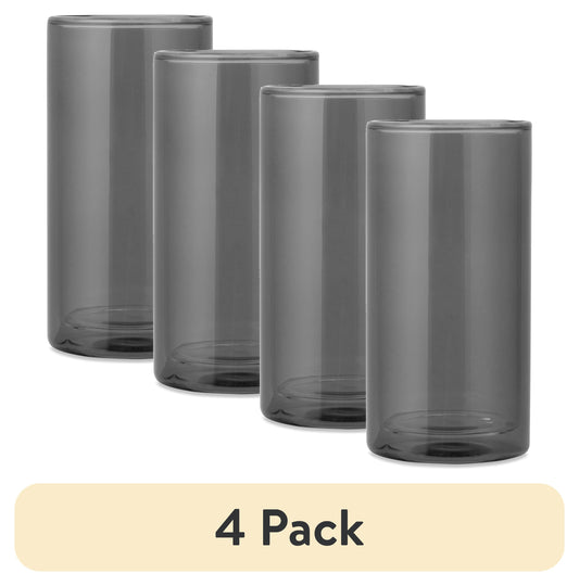 (4 pack) Thyme & Table 16 fl oz Black Double Wall Drinking Glass