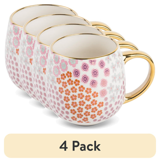Thyme & Table Stoneware Gold Floral 16oz Coffee Mug