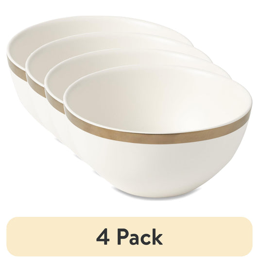 Thyme & Table Everest Ceramic Bowl Off-White with Gold Rim