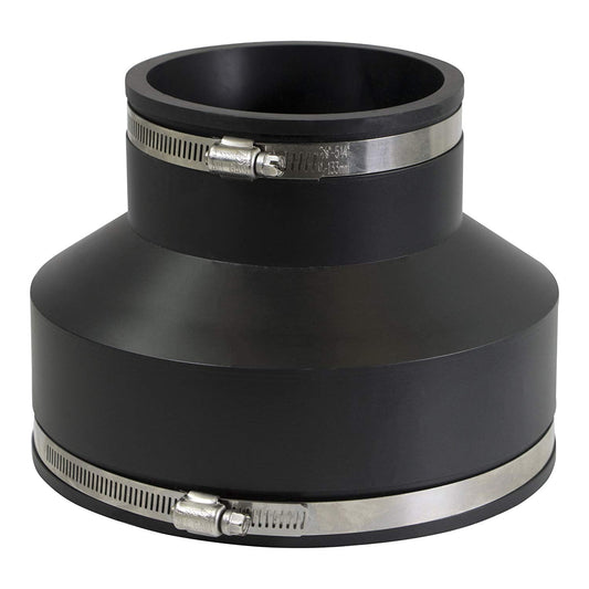 4 x 6 Flexible Coupling 4 Cast Iron/Pvc x Clay 6 with Stainless Steel Clamps