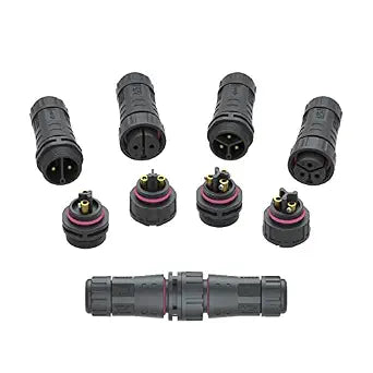 AOHUA M25 Waterproof Connector (3-Pack) - IP68 Junction Box, 3-Pin Male/Female Plug for 8-12mm Wires, 500V/25A Outdoor Electrical Use, UL TUV CE ROHS Certified (AH-M25-2503FMZ/MFZ01122)