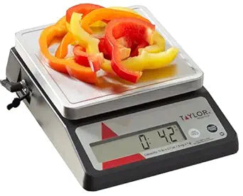 Taylor TE10FT 11-Pound Commercial Digital Portion Control Scale, 11 lb (5 kg) in 0.1 oz (1 g) Food and Cooking Scale, Tare and Hold Function, NSF, Stainless Steel Platform