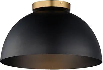 Maxim Lighting Thelonious 16" 1-Light Flush Mount Ceiling Light | Black/Natural Aged Brass Finish | Steel Construction | Bedroom Hallway Ceiling Light | 10029BKNAB