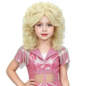 RightOn Curly Blonde Wig Short Blonde Wig with Bangs for Halloween