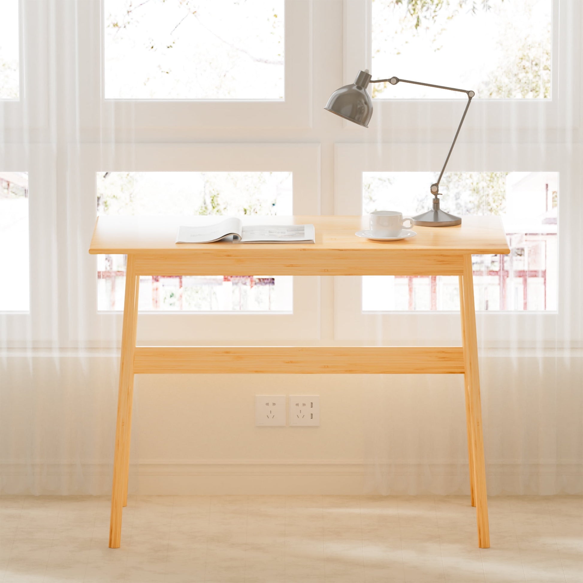 41 Inch Computer Desk,Modern Simple Office Desk,Writing Desk Work Desk for Small Space,Home Office,Light Natural