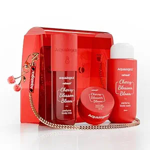 Aqualogica Cherry Blossom Bloom (Hot Girl Essentials) | With Sling Bag & Charms | Perfume Body Wash | Perfume Body Mist | Hydra Gel Moisturizer | Fragrance
