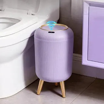 Motion Sensor Bathroom Trash Can with Lid, 3 Gallon/11L Automatic Bathroom Wastebasket,Touchless Trash Bin with Removable Legs for Kitchen,Office,Toilet,Bedroom,Smart Sensor Trashcan-Purple