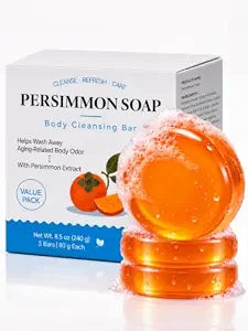 Persimmon Soap Bar for Old People Smell, Natural Body Odor Bar, 3 Pack