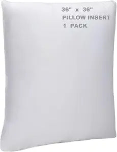 WINGLAM 36x36 Inch Throw Pillow Insert, Hypoallergenic Down Alternative Square Decorative Pillow, Ultra Soft Lightweight Polyester Sham Stuffer for Couch Bed Sofa, 1 Pack White 1