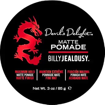 Billy Jealousy Devil's Delight Matte Pomade for Men Adds Volume and Definition, Strong Hold Water-Based Formula with Black Pepper Sandalwood Scent, 3 Oz.