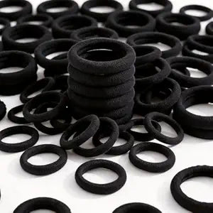 200PCS Black Hair Ties No Damage Nylon Hair Ties for Women, Elastic Ponytail Holders Gentle on Hair, Strong & Seamless 1.5 Inch