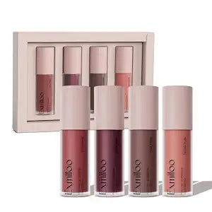 exmiloo Mini Lip Tint Stain Set, 4 Shades with Matte & Metallic Finish