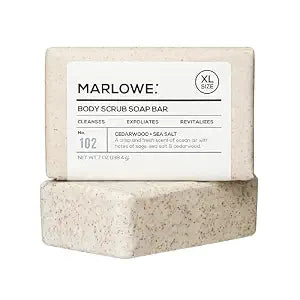 MARLOWE. Body Scrub Soap, Exfoliating Soap Bar, Cedarwood & Sea Salt, 7 oz
