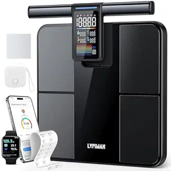 Smart Scale for Body Weight and Fat, 57 Body Composition Metrics, BMI, Muscle Mass, 8-Electrode Digital Bathroom Scale, 485lbs Capacity, with 5.25-Inch VA Color Screen & Retractable Handle