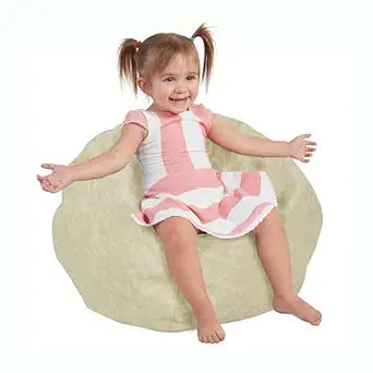 FDP Rustic Kid 22" Bean Bag Chair, Furniture for Kids, Perfect for Reading, Playing Video Games or Relaxing, Alternative Seating for Classrooms, Daycares, Libraries or Home - Almond