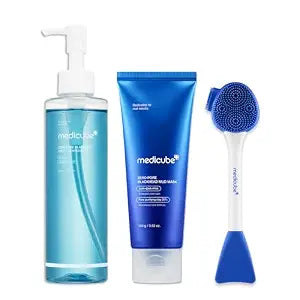 medicube 3-Step Zero Pore Care Trio - Cleansing Oil, Mud Mask, Multi Brush