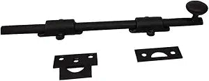 QCAA Solid Brass Dutch Door Bolt, 10", Matte Black, Made in Taiwan, 1 Pack