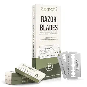 ZOMCHI Double Edge Razor Blades, 60 Count Stainless Steel Refills