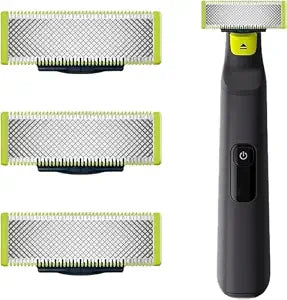 Premium Stainless Steel Replacement Blades Compatible with OneBlade Electric Trimmer & Shaver, Dual Edge Precision Grooming Blades for Face, Beard & Body, 3 Pack