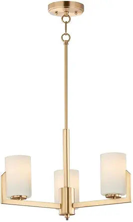 Maxim Lighting Dart 3-Light Chandelier | Satin Brass Steel Finish | Satin White Glass Shade | Modern Indoor Light Fixture | Ideal for Dining Rooms & Entryways | Home Decor Ceiling Fixture | 21285SWSBR