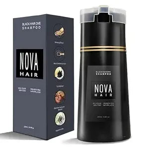 Nova Hair Dye Shampoo,Nova Hair Instant Dye Shampoo,Nova Hair Dye Shampoo 3 in 1, for Men & Women (Black)