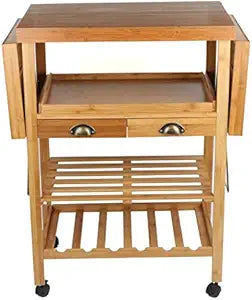 Expandable Kitchen Cart, Bamboo Wood
