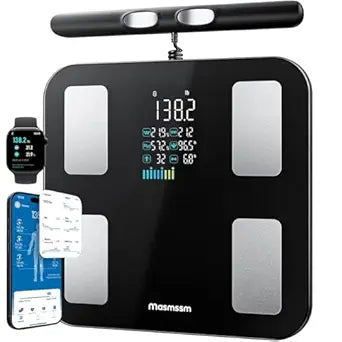Smart Scale for Body Weight, FSA&HSA Eligible 8-Electrode Body Composition Scale with BMI Body Fat Muscle Mass, Digital Bathroom Scale with 28 Metrics, Dual-Frequency BIA Analyzer with Smartphone App