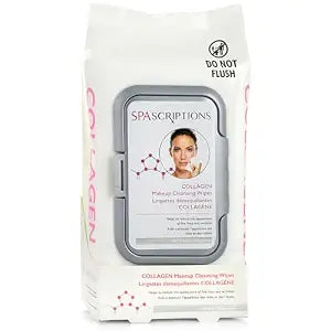 SpaScriptions Collagen Cleansing Facial Wipes - Hydrating & Firming Anti Aging Makeup Remover Wipes To Help With Fine Lines & Wrinkles, Daily Use Face Wipes For All Skin Types, 1-Pack (60ct)