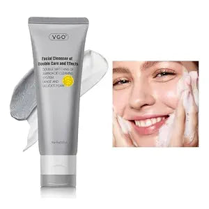 VGO Facial Cleanser, Daily Face Wash of Double Care and Effects, Cleansing Mud Mask & Amino Acid Cleansing All in One Gentle Face Cleanser, 3.52 Oz