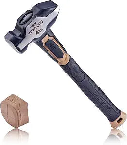Spec Ops Tools Blacksmith Hammer for Striking, Demolition & Metalworking, Bi-Material Shock-Absorbing and Vibration Dampening Handle, 4 lbs with Soft Mallet Cap