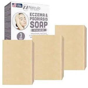 Eczema Soap Bar for Face and Body – All Natural Dermatitis, Psoriasis Treatment for Dry Itchy Flaky Skin Relief – Gentle Detoxifying, Healing, Anti-Itch, Cleansing Skin Care Remedy – Made in USA