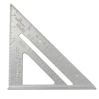 7 Inch Aluminum Rafter Square - Double-Sided Engraved Scales, Precision Carpentry Tool for Woodworking, Roof Pitch & Angle Marking