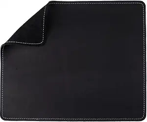 GORGECRAFT Leather Mouse Pads Black Mouse Pad Cowhide Rectangle Durable Materials Thick Mousepad with Stitched Edge Genuine Mat Computer Mousepads for Office Work Desk Laptop Computer