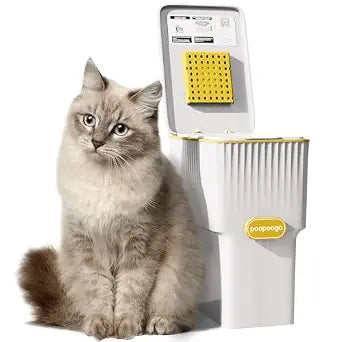 Cat Litter Trash Can with Odor Control, Covered Cat Waste Container with Rotary Knob Design, Compact Portable Litter Disposal Bin for Home Outdoor & RV