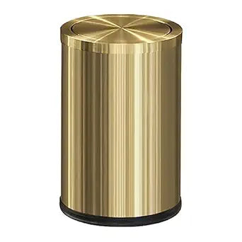 9L/2.4Gal Gold Trash Can,Brass Bathroom Garbae Can with Flipping Lid,Small Brass Garbage Can for Office, Laundry Room,Bedroom,Hotel