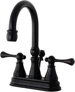 Kingston Brass KS2615BL Vintage 4-Inch Centerset Lavatory Faucet with Brass Pop-Up, Oil Rubbed Bronze