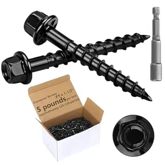 MorningRo 5 lb Black Joist Hanger Nails Bulk #9 x 1-1/2" Connector Screws 1/4" Hex Head Wood Nails with Washer Hex Bit Galvanized Corrosion Resistant for Fencing Decks Frames Bridge Construction