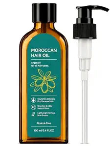 Moroccan Argan Hair Oil, Frizz Control & Heat Protectant, 3.4 Fl Oz