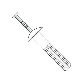 1/4" x 3" Hammer Drive Anchors/Mushroom Head/Nylon/Steel Zinc Nail (Carton: 100 pcs)