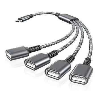 Basesailor USB C to Four USB Adapter 3.3FT,Type C Male to 4 USBA 2.0 Female
