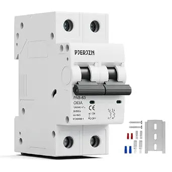 Miniature Circuit Breaker 120/240VAC 50A Double Pole Circuit Breaker DIN Rail Mount,Thermal Magnetic AC Disconnect Switch for House, Electrical Systems, Emergency Generators (50 Amp)