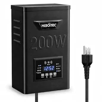 HIBOITEC 200W Low Voltage Landscape Transformer, Outdoor Lighting Transformer with Photocell Sensor and Timer, 120V AC to 12V/15V AC Waterproof Transformers for Landscape Lighting Path Lights