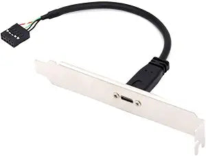 chenyang USB 2.0 Front Panel Header 9/10Pin Male to USB C Female Chassis Back Panel Port Extension Cable 17cm with 12cm PCI-E Slot Bracket