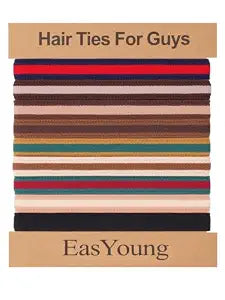 EasYoung Braided Mens Hair Ties For Men, For Buns Curly Thick Dense Hair Elastic Hair Ties For Guys, No damage No Crease Breakage, 9 Count (Pack of 1)