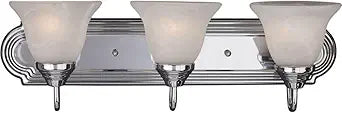Maxim Lighting Essentials 3-Light Bath Vanity Light | Polished Chrome Finish | Transitional Bath Vanity Light | Ideal for Bathrooms & Powder Rooms | Dimmable Damp Rated | 8013MRPC