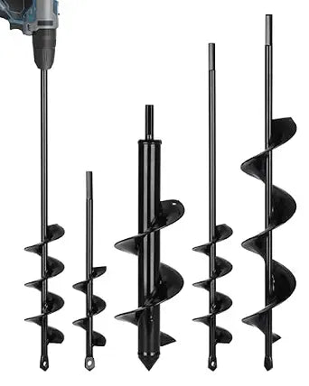 Auger Drill Bit for Planting 4 Pack, Fit 3/8" Hex Drill, Black