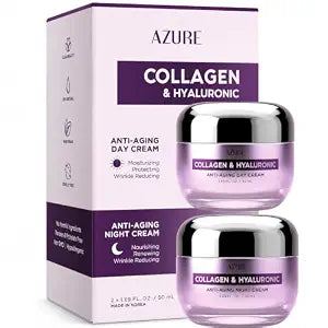 Collagen & Hyaluronic Acid Face Moisturizer, Hydrating Day &Night Cream Duo