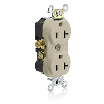 Leviton Resistant Duplex Receptacle, 20-Amp, 125-Volt, Side Wired, Commercial Spec Grade, No Clamps, Tamper, Ivory