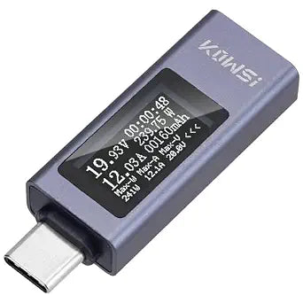 USB C Power Meter USB C Tester, USB Multimeter 4-30V 0-12A Voltage Current Capacity Energy Power Digital Tester for Tablet Chargers Power Bank Cable