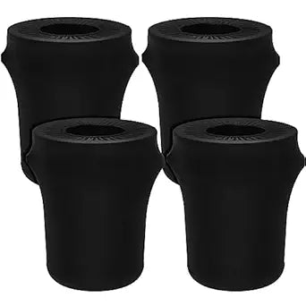 Tanlade 4 Pcs 32 Gallon Stretch Trash Can Spandex Cover Outdoor Waste Garbage Can Spandex Covers for Indoor Kitchen Outdoor Round Waste Container Bin, Without Trash Bin (Black)